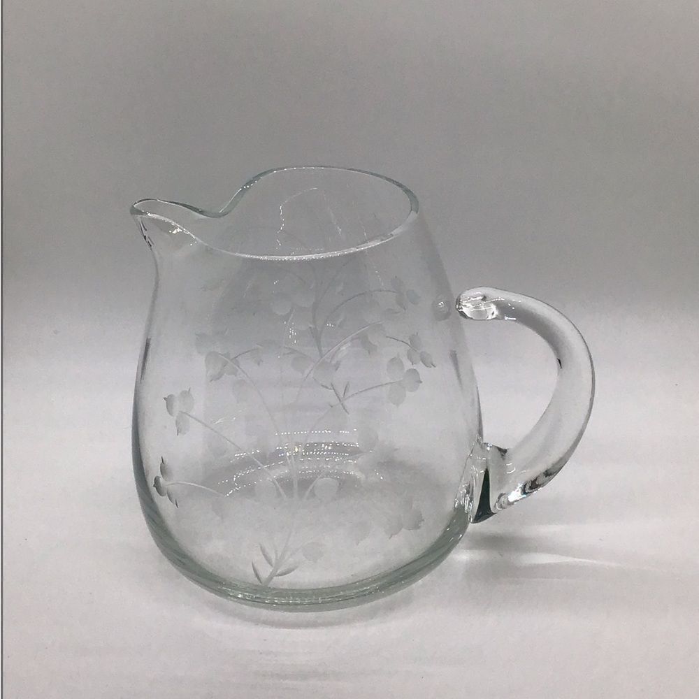 Etched Glass Small Pitcher